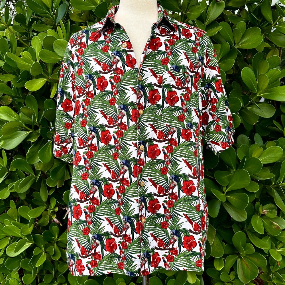 Tabasco Parrot Tropical Shirt Size XL Avery Island Foodies Sauce Bird Refuge